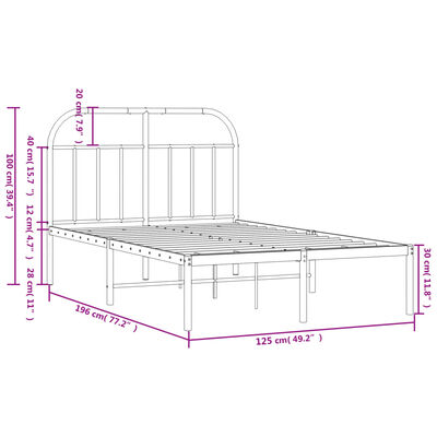 vidaXL Estructura cama sin colchón con cabecero metal negro 120x190 cm