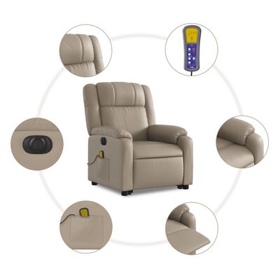 vidaXL Sillón reclinable de masaje eléctrico cuero sintético capuchino