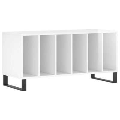 vidaXL Mueble discos madera contrachapada blanco brillo 100x38x48 cm