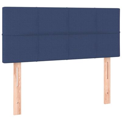 vidaXL Cama box spring con colchón y LED tela azul 90x190 cm