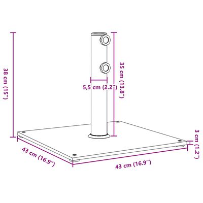 vidaXL Base de sombrilla redonda para palos de Ø32/38/48 mm 25 kg