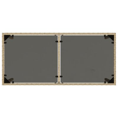 vidaXL Mesa de jardín superficie de vidrio ratán PE beige 115x54x74 cm