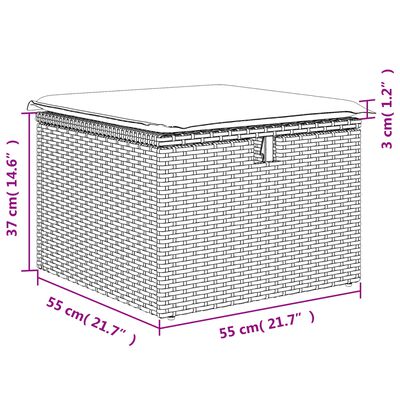 vidaXL Set de comedor de jardín 7 pzas y cojines ratán sintético negro