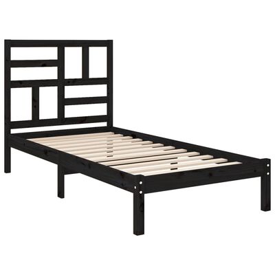 vidaXL Estructura de cama individual madera maciza negra 90x190 cm