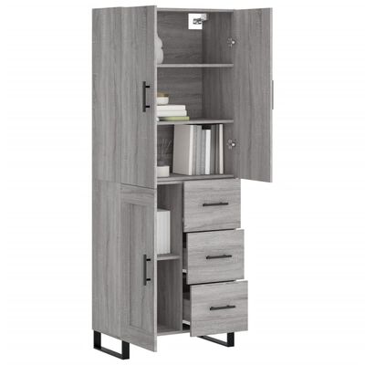 vidaXL Aparador alto madera contrachapada gris sonoma 69,5x34x180 cm