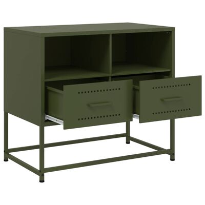 vidaXL Mueble para TV de acero verde oliva 68x39x60,5 cm