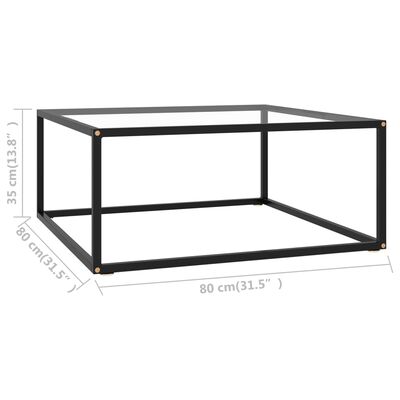 vidaXL Mesa de centro negra con vidrio templado 80x80x35 cm