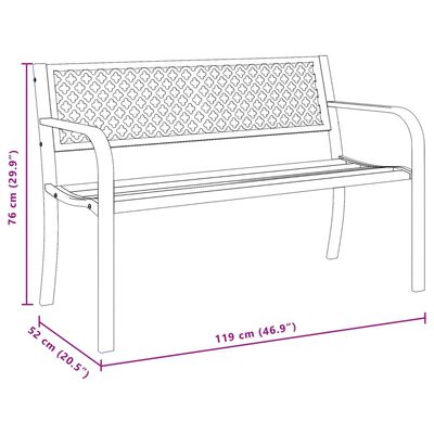 vidaXL Banco de jardín de acero negro 119 cm