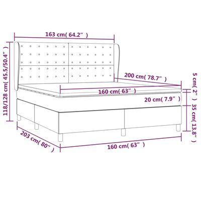 vidaXL Cama box spring con colchón tela gris claro 160x200 cm