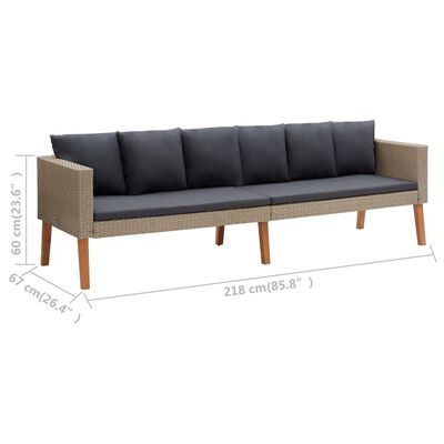 vidaXL Set de muebles de jardín 4 pzas y cojines ratán sintético beige