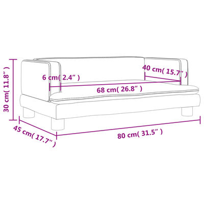 vidaXL Sofá para niños de cuero sintético gris 80x45x30 cm