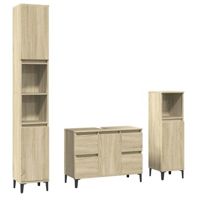 vidaXL Set de muebles de baño 3 pzas madera contrachapada roble Sonoma