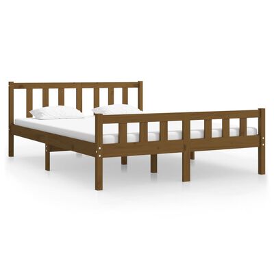 vidaXL Estructura de cama madera maciza marrón miel 140x190 cm