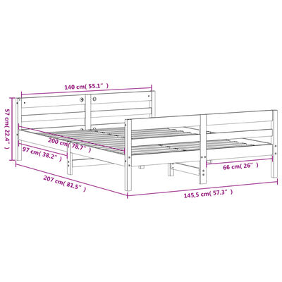 vidaXL Estructura de cama sin colchón madera de pino blanca 140x200 cm