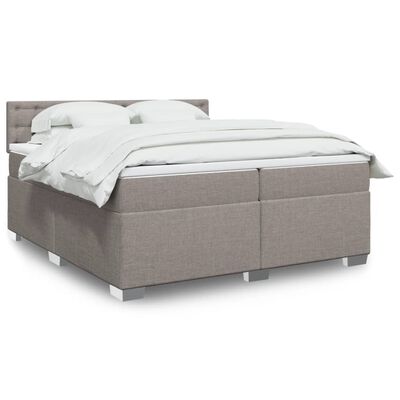 vidaXL Cama box spring con colchón tela gris taupe 200x200 cm