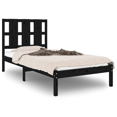 vidaXL Estructura de cama madera maciza de pino negra 100x200 cm