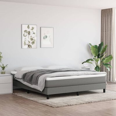 vidaXL Cama box spring con colchón tela gris oscuro 180x200 cm