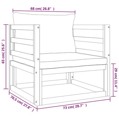 vidaXL Juego muebles de jardín 5 piezas madera maciza y cojines verdes