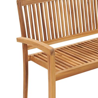 vidaXL Banco de jardín apilable y cojín madera maciza de teca 128,5 cm