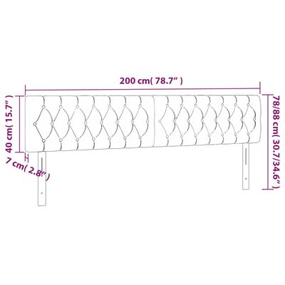 vidaXL Cabecero con LED de tela gris claro 200x7x78/88 cm