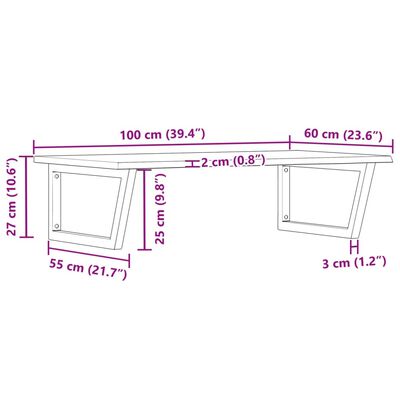 vidaXL Estante de lavabo de pared de acero y madera maciza de roble