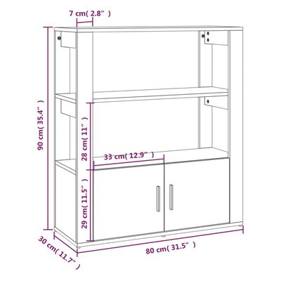 vidaXL Aparador de madera contrachapada blanco brillante 80x30x90 cm