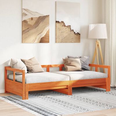 vidaXL Sofá cama sin colchón madera maciza pino marrón cera 80x200 cm