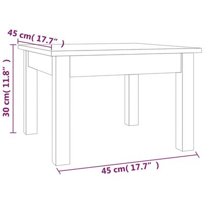 vidaXL Mesa de centro de madera maciza de pino blanco 45x45x30 cm