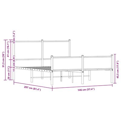 vidaXL Estructura de cama sin colchón metal marrón roble 140x200 cm