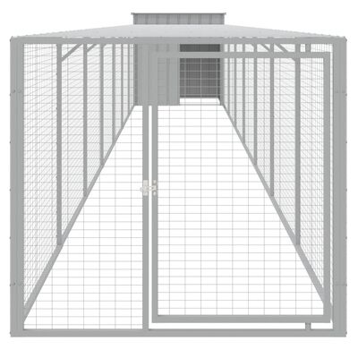 vidaXL Gallinero con corral acero galvanizado gris claro 110x813x110cm