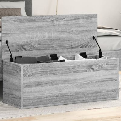 vidaXL Caja de almacenaje madera de ingeniería gris Sonoma 90x35x35 cm