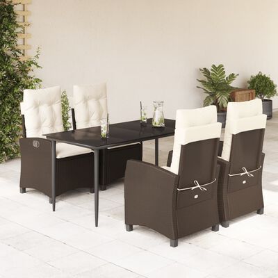 vidaXL Set comedor de jardín 5 piezas y cojines ratán sintético marrón