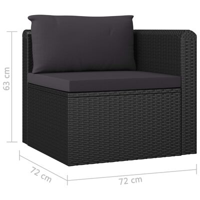 vidaXL Set muebles de jardín 8 piezas y cojines ratán sintético negro