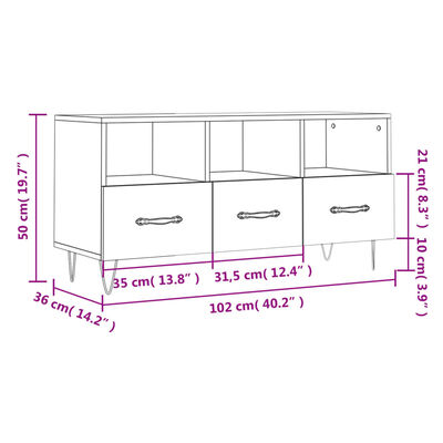 vidaXL Mueble de TV madera de ingeniería roble Sonoma 102x36x50 cm