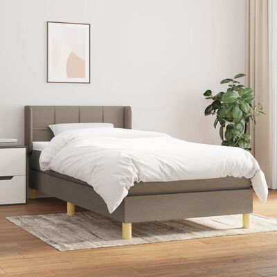 vidaXL Cama box spring con colchón tela gris taupe 90x200 cm