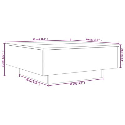 vidaXL Mesa de centro madera de ingeniería roble ahumado 80x80x31 cm