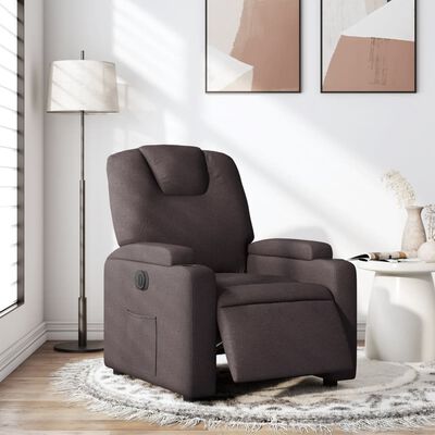 vidaXL Sillón reclinable eléctrico tela marrón oscuro