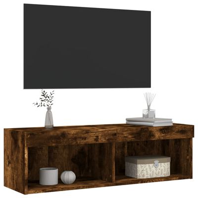 vidaXL Mueble para TV con luces LED roble ahumado 100x30x30 cm