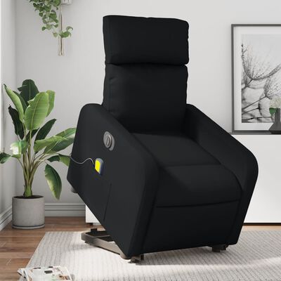 vidaXL Sillón de masaje elevable eléctrico cuero sintético negro