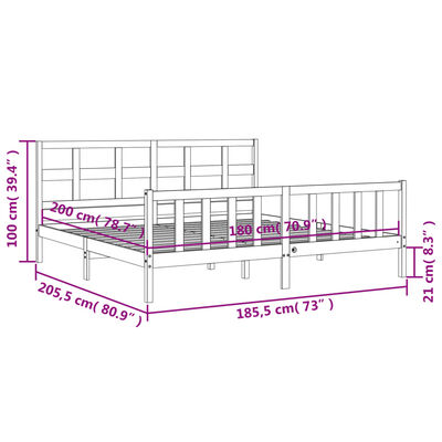 vidaXL Estructura de cama de matrimonio con cabecero madera maciza