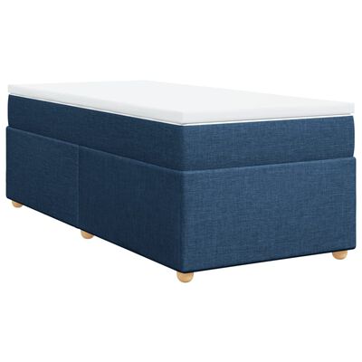 vidaXL Cama box spring con colchón tela azul 90x200 cm