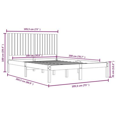 vidaXL Estructura de cama madera maciza 180x200 cm