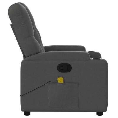 vidaXL Sillón de masaje reclinable de tela gris oscuro