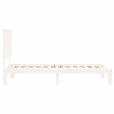 vidaXL Estructura de cama individual con cabecero madera maciza blanco