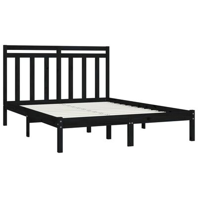 vidaXL Estructura de cama madera maciza negra 120x190 cm