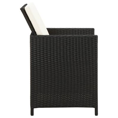 vidaXL Conjunto de silla de jardín y taburete 4 piezas negra ratán PE