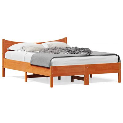 vidaXL Cama sin colchón madera maciza de pino marrón cera 120x200 cm