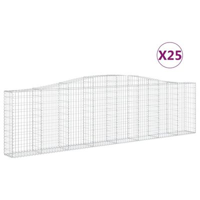 vidaXL Cestas de gaviones 25 uds forma de arco hierro 400x30x100/120cm