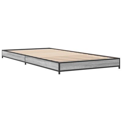 vidaXL Estructura cama madera ingeniería metal gris Sonoma 75x190 cm