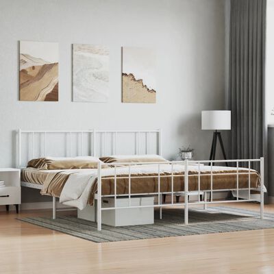 vidaXL Estructura cama sin colchón con estribo metal blanco 183x213 cm